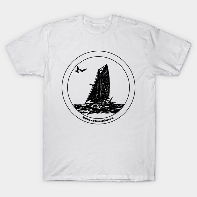 Nantucket - Gaff Rigged Cutter Wooden Sailboat T-Shirt by CHBB